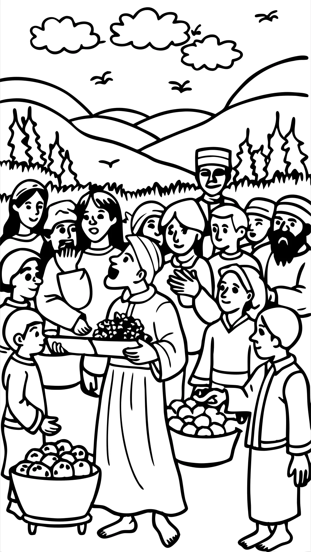 jesus feeds the 5000 coloring page